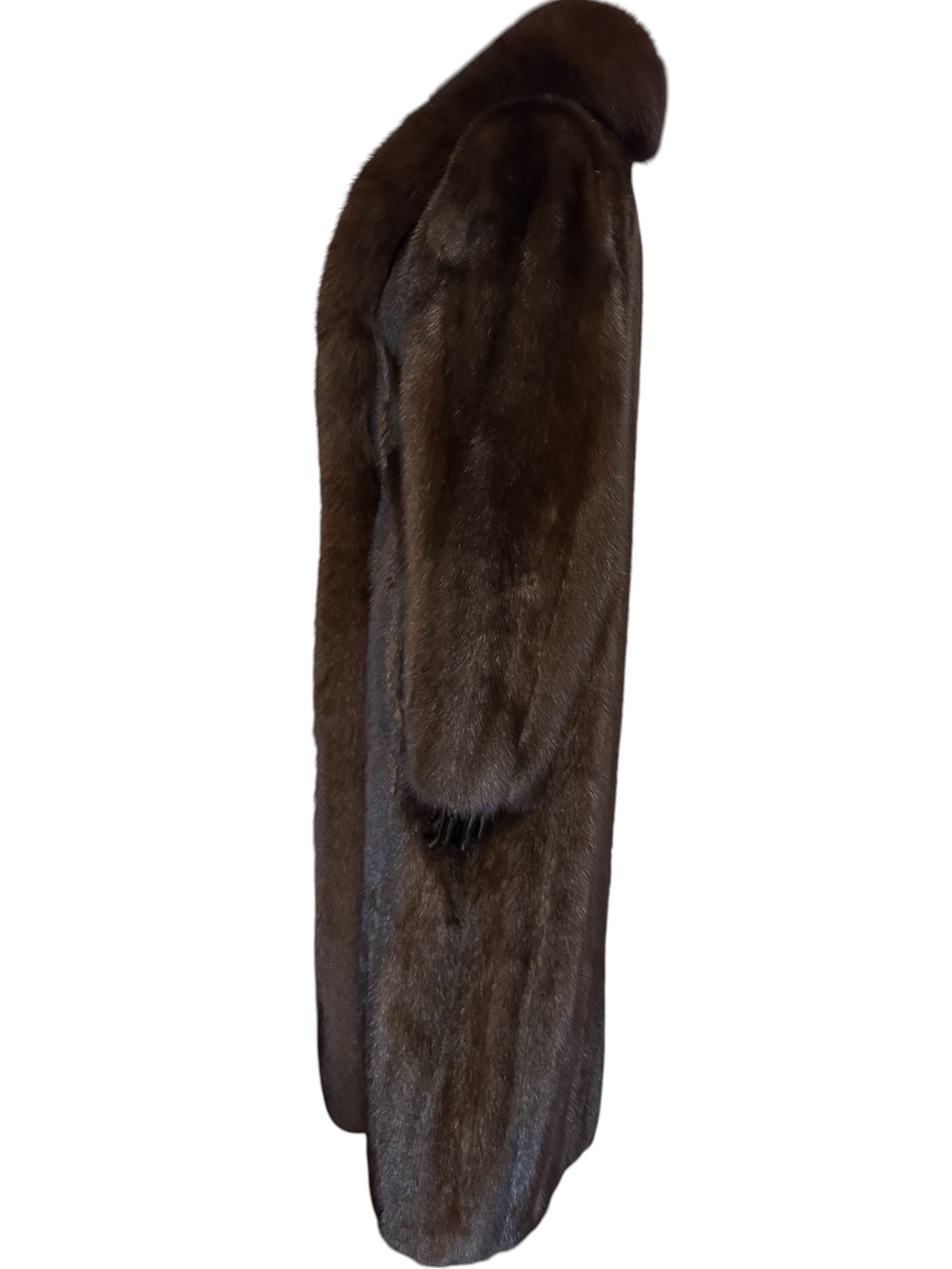 Luxury Long Brown fox Fur Coat - Women dark brown mink and fox - Picture 3 of 10